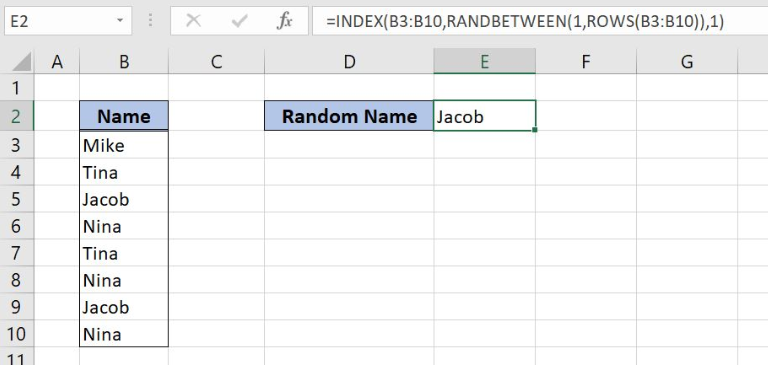 Excel Formula Random Value From List Or Table Excelchat