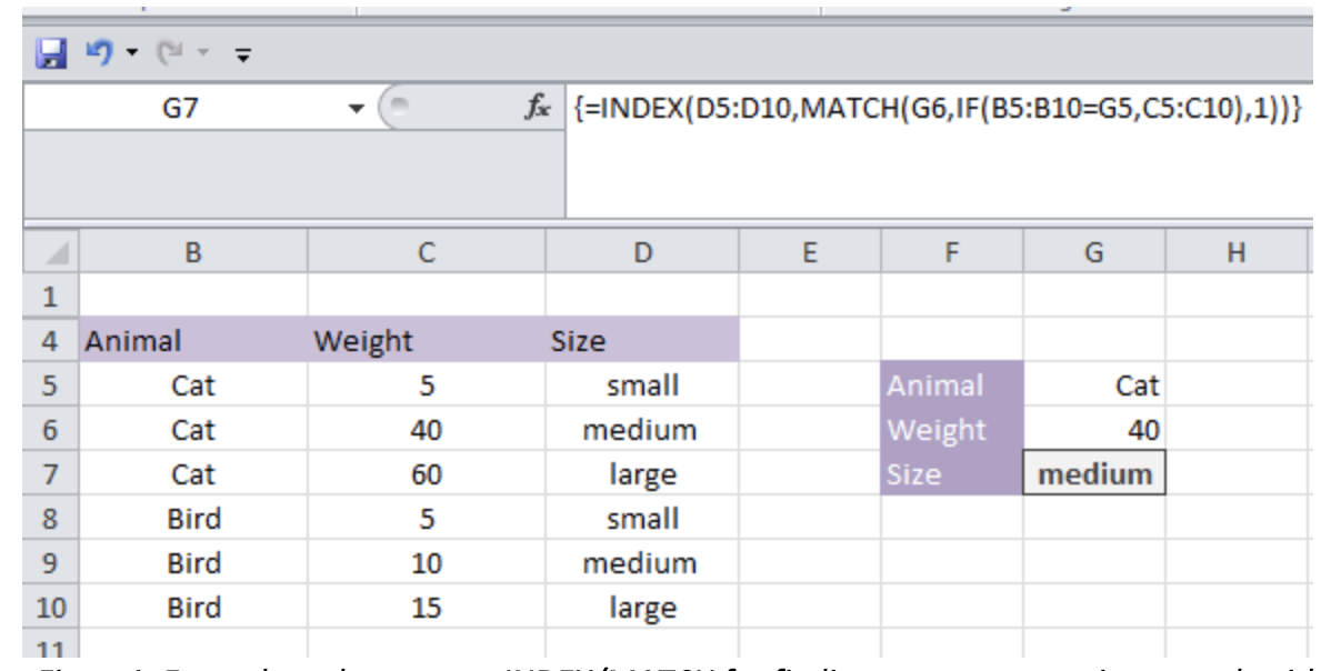using index match for single criteria lookups