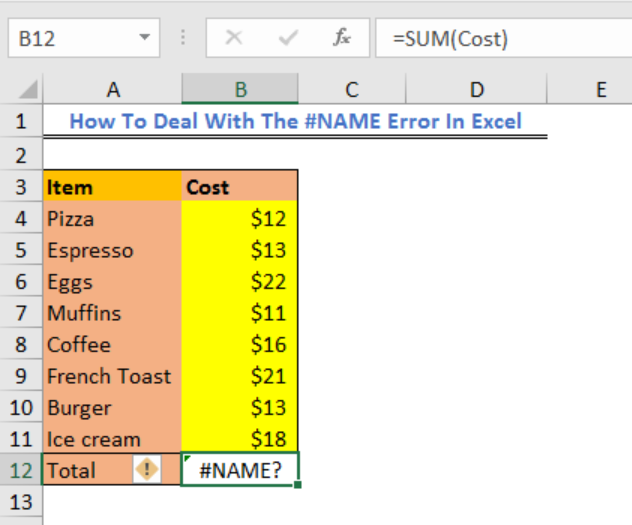 How To Deal With The Name Error In Excel Excelchat