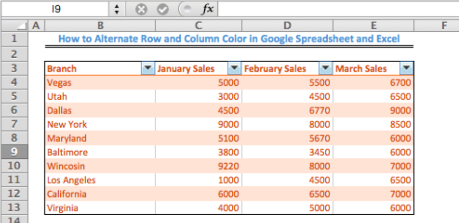 How To Alternate Row And Column Color In Excel And Google